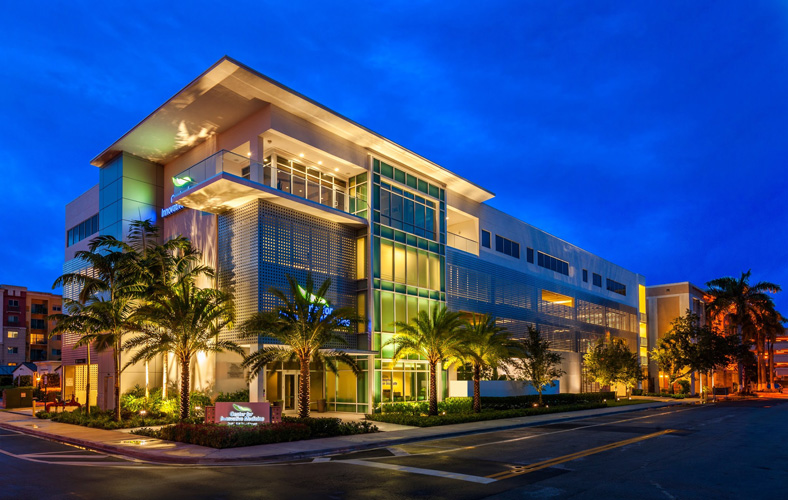 Innovative Cancer Center - Nighttime Street View of the building facade - South Miami, Florida