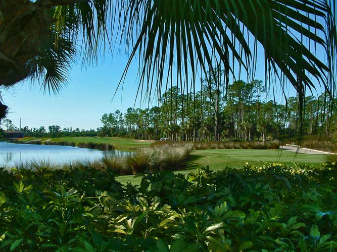 A look down the fairway at the Estuary golf course - Naples, Florida