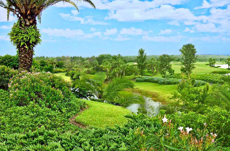 A view across multiple golf holes at Mediterra golf course - Naples, Florida