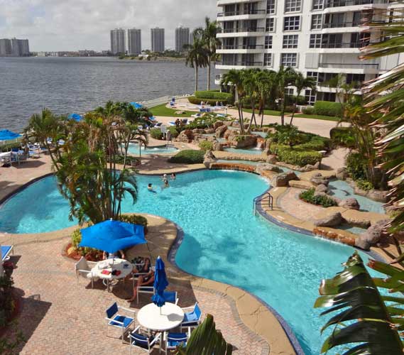 Mystic Pointe Condo Pool with naturalistic free flowing design - Aventura, Florida