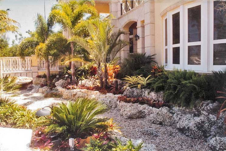 Ruso Residence Dry Stream Bed under bridge to pool deck - Coral Gables, Florida
