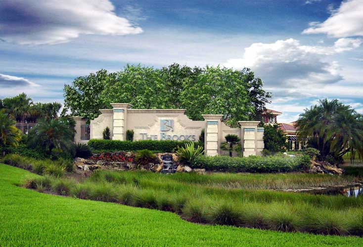 Main entry sign to the Brooks - Bonita Springs, Florida