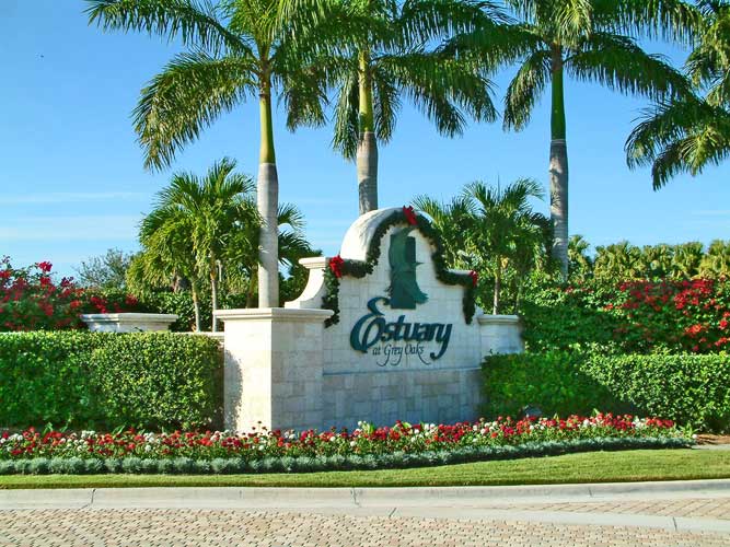 Main entry sign in Estuary - Naples, Florida