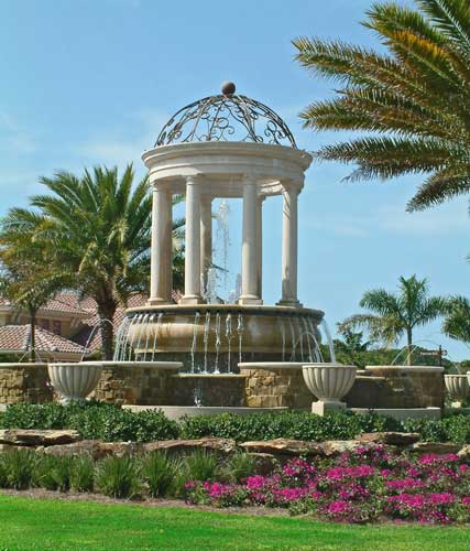 Round-about water feature along the main Boulavard of Treviso Bay - Naples, Florida